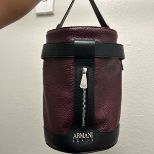Armani Jeans Burgundy and Black Men's Bag